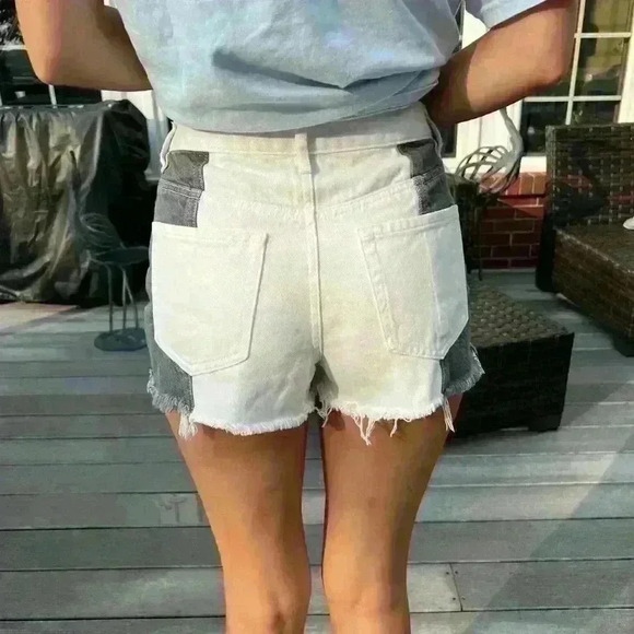 PACSUN White & Lt Wash Black Ripped Vintage High Rise Festival Spring Break - Picture 3 of 8